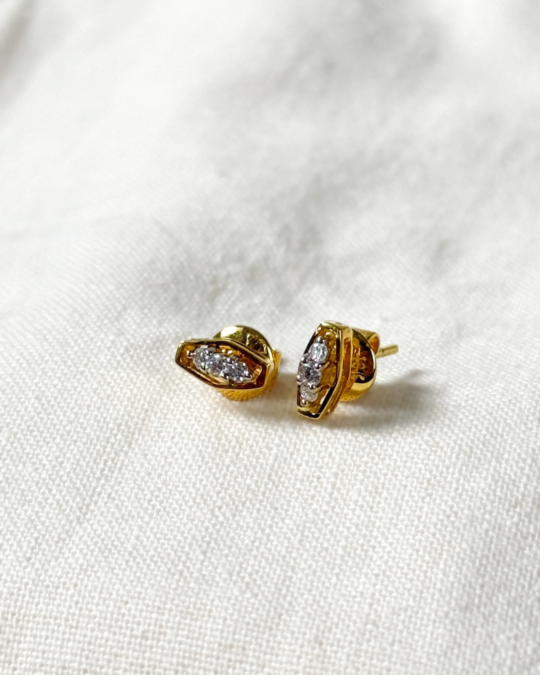 Pavé Sculptural Gold Stud Earrings