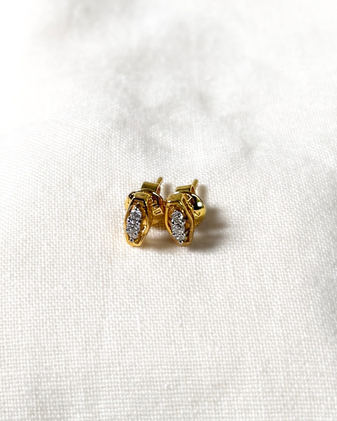 Pavé Sculptural Gold Stud Earrings