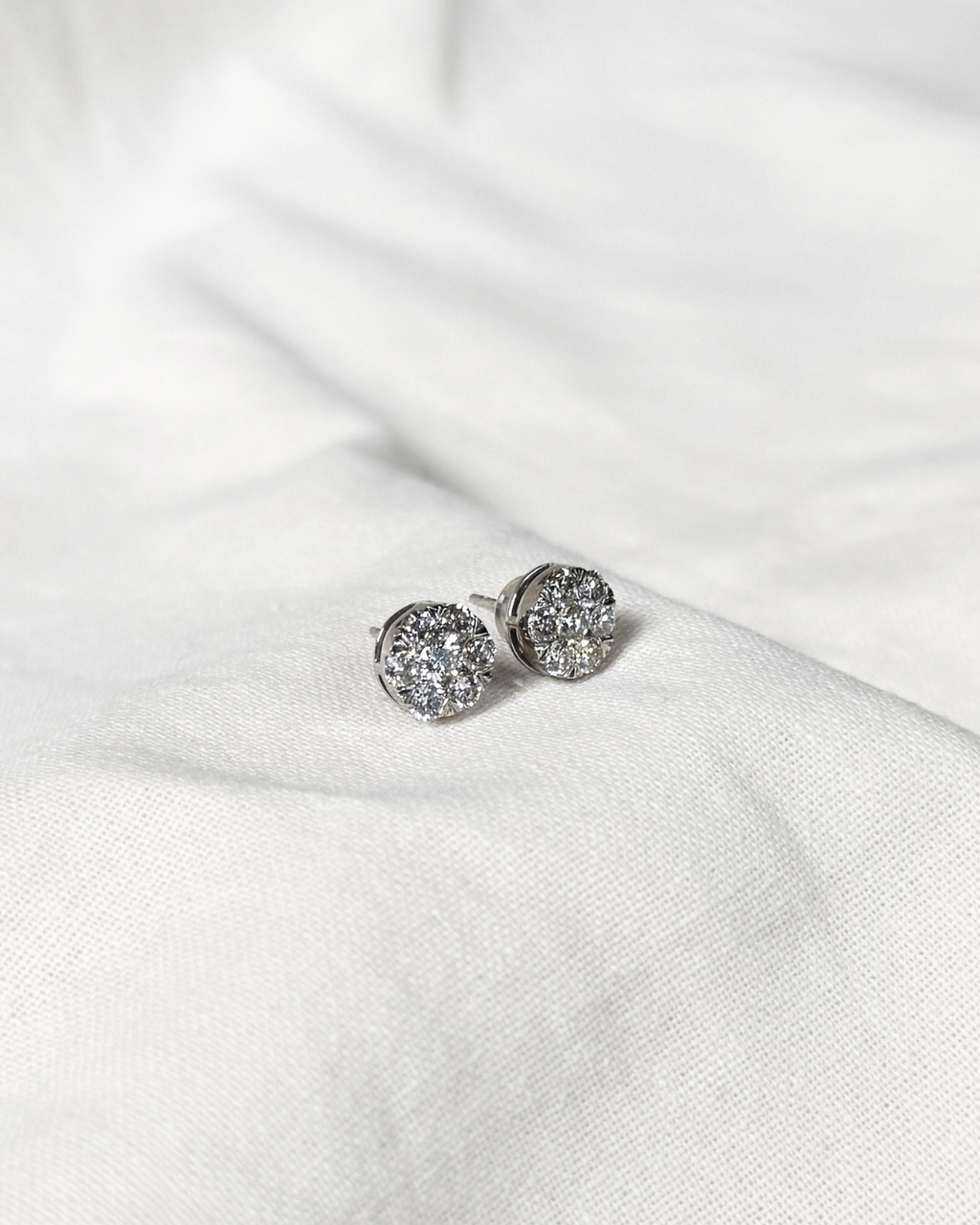 Cluster Diamond Stud Earrings