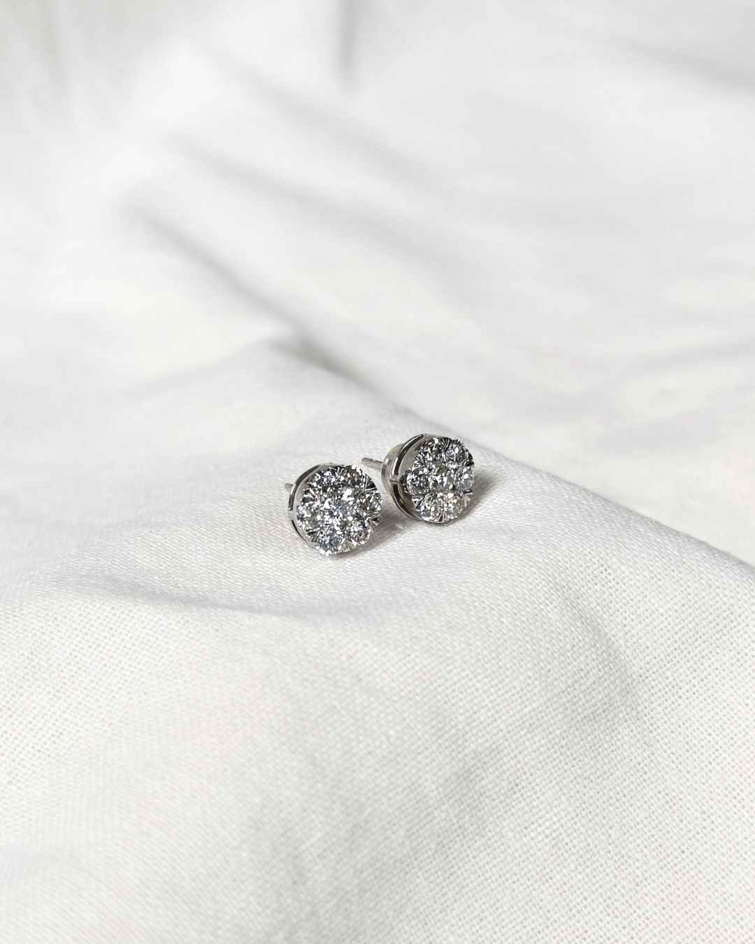 Cluster Diamond Stud Earrings