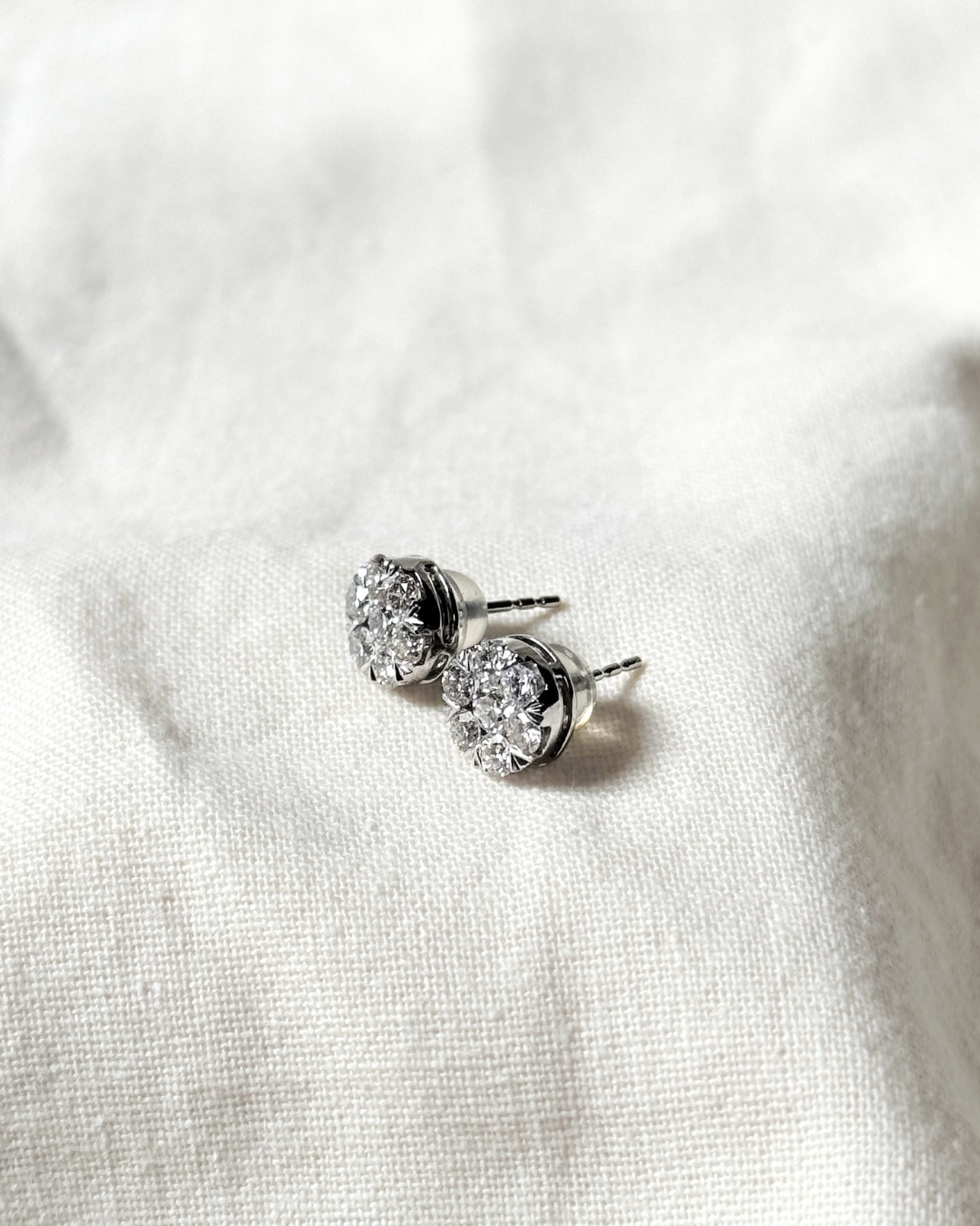 Cluster Diamond Stud Earrings